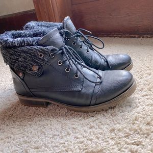 Refresh Wool Knit Black Lace Up Boots 8.5